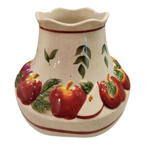X-Lrg~Ceramic Jar CANDLE Topper Shade~Embossed Red Apples~5.75"Tx7"W